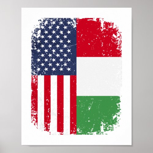 USA American Flag Italy Italian Poster