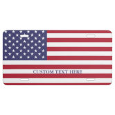 Premium Black American Flag License Plate w/ Chrome Ford Mustang Pony Logo - GoodSpeed USA