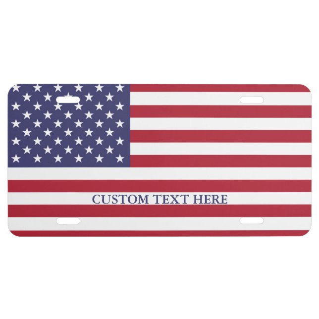 USA American Flag July 4th Custom License Plate (Front)