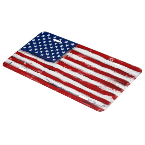 USA American flag license plate military veterans