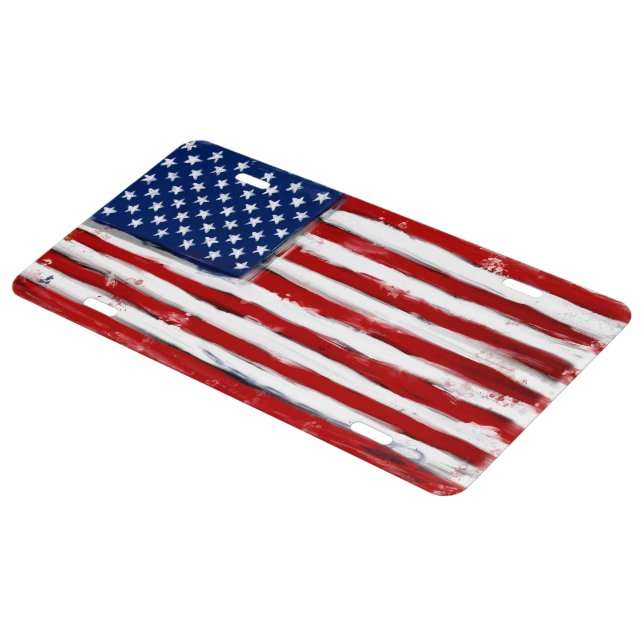 USA American flag license plate military veterans (Side)