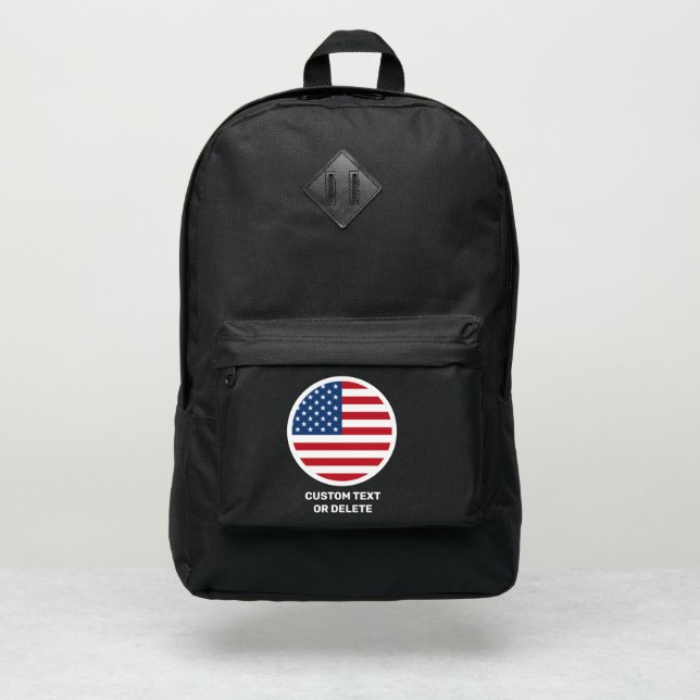 USA American Flag Logo Patch Add Custom Text Port Authority® Backpack (Front)