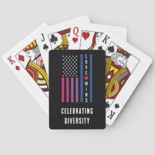 USA American Flag Love Wins LGBTQ Bisexual Pride Poker Cards