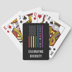 USA American Flag Love Wins LGBTQ Gay Pride Poker Cards