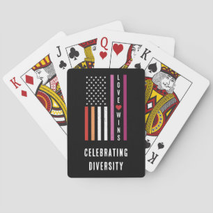 USA American Flag Love Wins LGBTQ Lesbian Pride Poker Cards