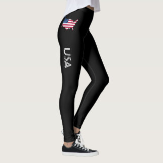 USA American Flag Map Leggings