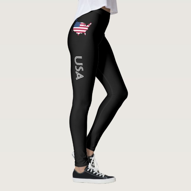 USA American Flag Map Leggings (Right)