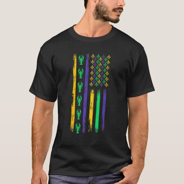 USA American Flag Mardi Gras Carnival Boys Girls K T-Shirt (Front)