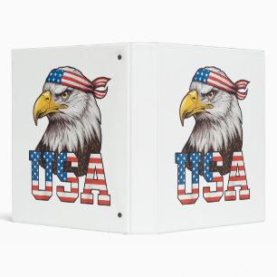 USA American Flag Men Women Kids Bald Eagle Patrio 3 Ring Binder
