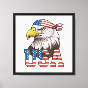 USA American Flag Men Women Kids Bald Eagle Patrio Canvas Print
