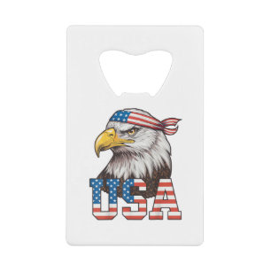 USA American Flag Men Women Kids Bald Eagle Patrio Credit Card Bottle Opener