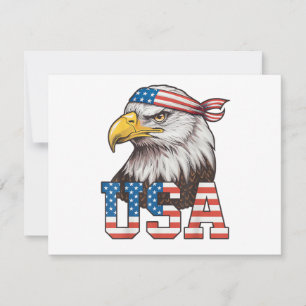USA American Flag Men Women Kids Bald Eagle Patrio Invitation