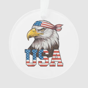 USA American Flag Men Women Kids Bald Eagle Patrio Ornament