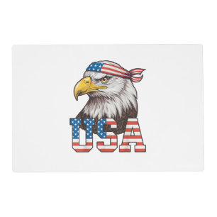 USA American Flag Men Women Kids Bald Eagle Patrio Placemat