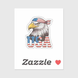 USA American Flag Men Women Kids Bald Eagle Patrio Sticker