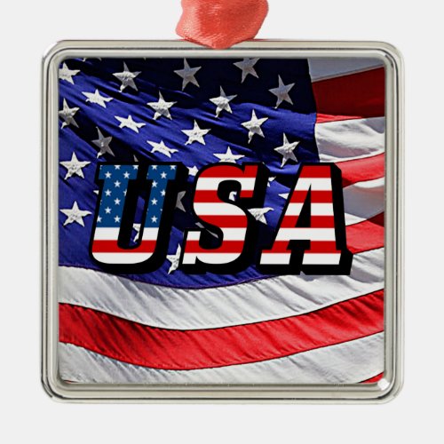 USA _ American Flag Metal Ornament