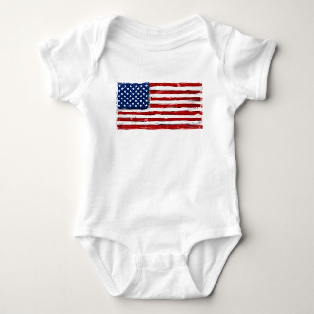 USA American flag military baby shirt one piece (Front)