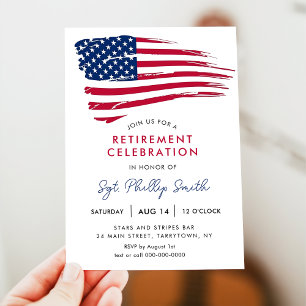 USA American Flag Military Police Retirement Invitation