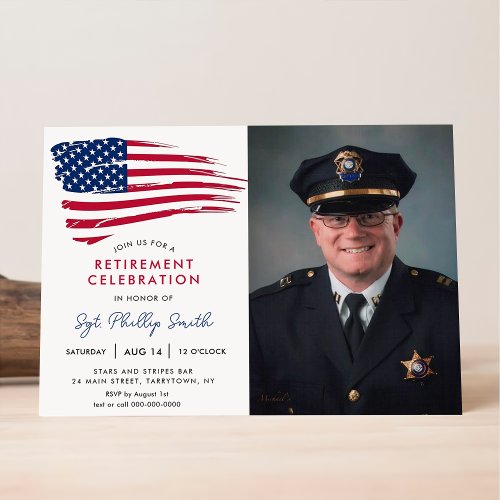 USA American Flag Military Police Retirement Invitation