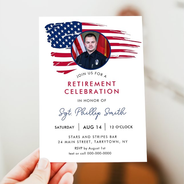 USA American Flag Military Police Retirement Invitation (Creator Uploaded)