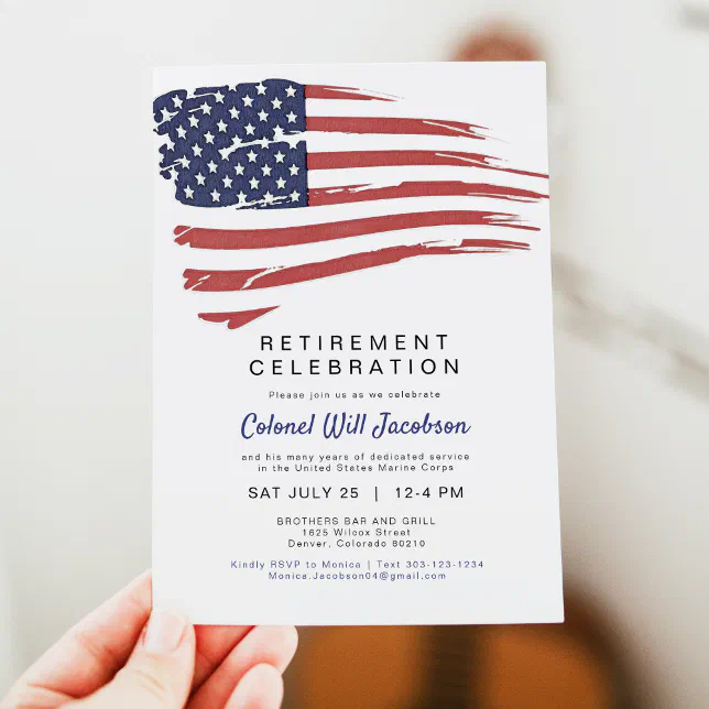 USA American Flag Military Police Retirement Invitation | Zazzle