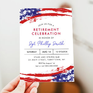 USA American Flag Military Police Retirement Party Invitation