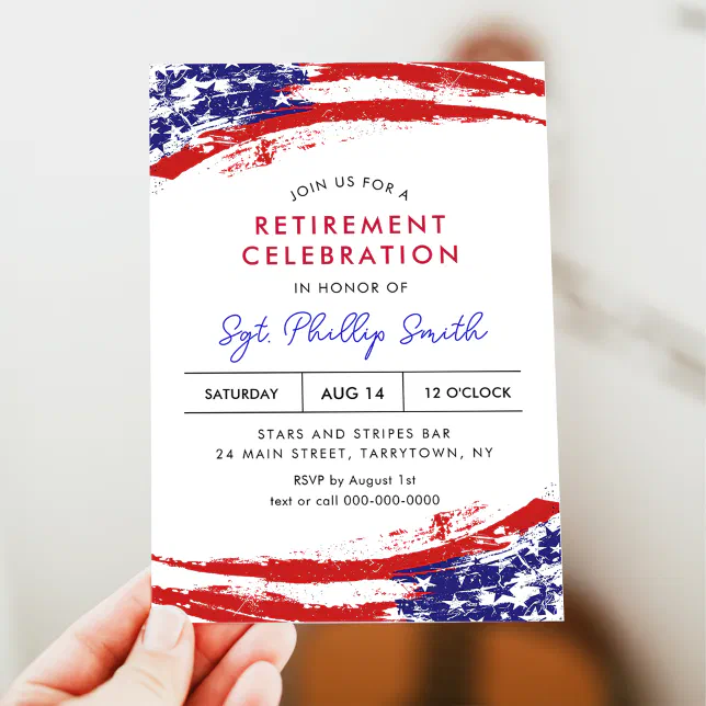 USA American Flag Military Police Retirement Party Invitation | Zazzle