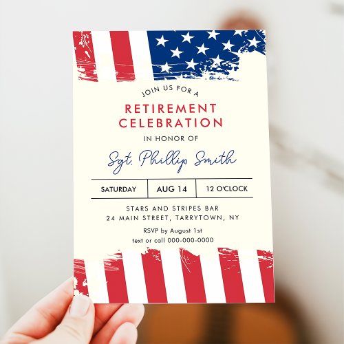 USA American Flag Military Police Retirement Party Invitation