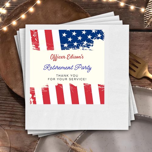 USA American Flag Military Retirement Party Napkins