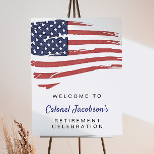 USA American Flag Military Retirement Welcome Poster