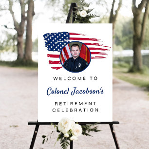 USA American Flag Military Retirement Welcome Sign