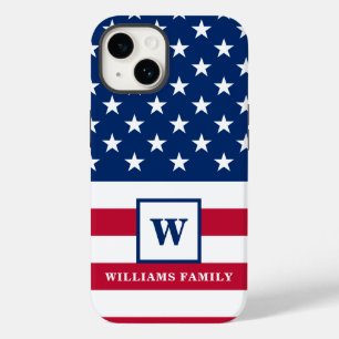USA American Flag Monogram Family Name 4th Of July Case-Mate iPhone 14 Case