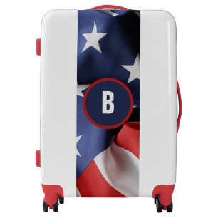 USA American Flag Monogram Luggage