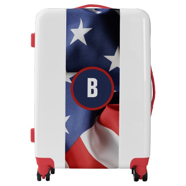 USA American Flag Monogram Luggage (Front)