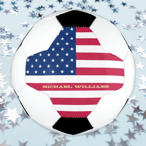 USA American Flag Monogrammed Name Patriotic Team Soccer Ball