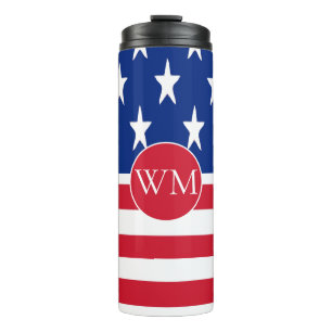 USA American Flag Monogrammed Thermal Tumbler