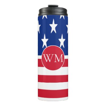 Usa American Flag Monogrammed Thermal Tumbler by Ricaso_Designs at Zazzle