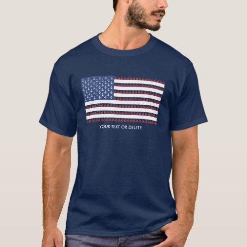 USA American Flag Nautical Anchor Sailboat Custom T_Shirt