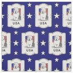USA American Flag Old English Sheepdog (Gray 1) Fabric