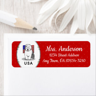 USA American Flag Old English Sheepdog (Gray 1) Label