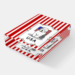 USA American Flag Old English Sheepdog (Gray 1) Paperweight