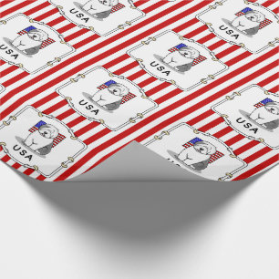 USA American Flag Old English Sheepdog (Gray 1) Wrapping Paper