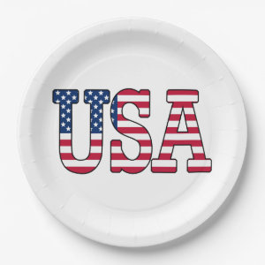 USA American Flag Paper Plates