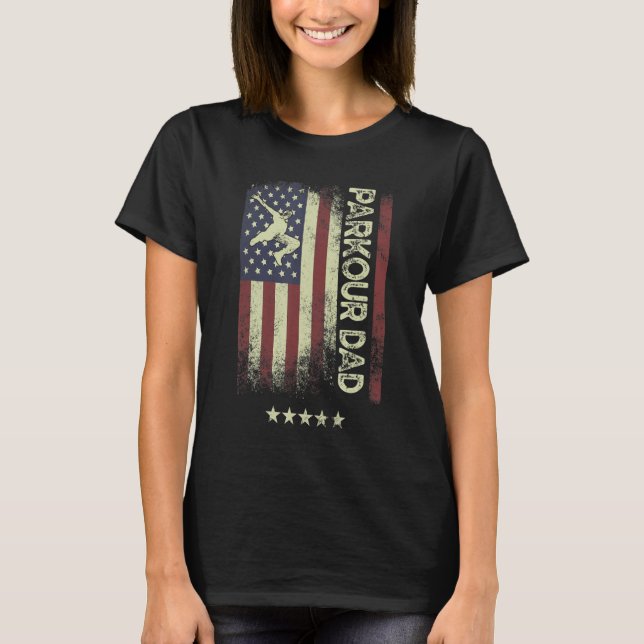 USA American Flag  Parkour Dad 1 T-Shirt (Front)