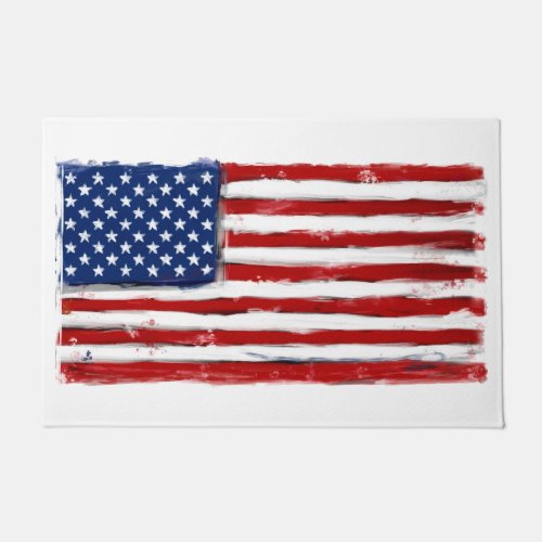 USA American flag patriotic art on door mat
