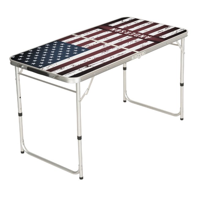 USA American Flag Patriotic  Beer Pong Table (Angled)