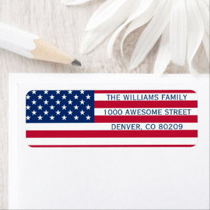 USA American Flag Patriotic Country Red White Blue Label