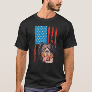 Usa American Flag Patriotic Dog Bernese Mountain T-Shirt