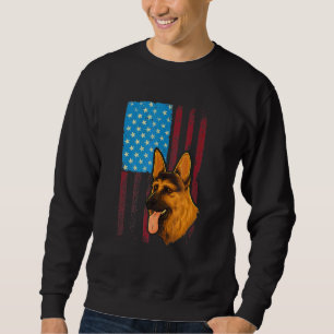 Usa American Flag Patriotic Dog German Shepherd Sweatshirt