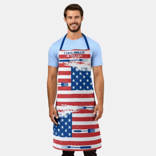 USA American flag patriotic grilling kitchen Apron